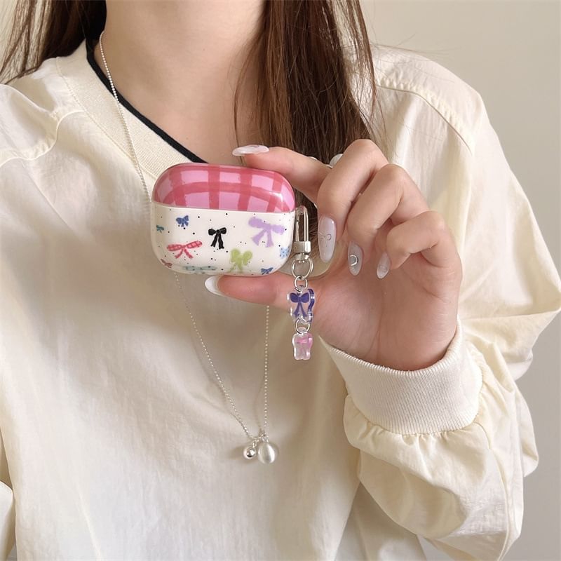 VanDi - Bow Plaid AirPods / Pro oortelefoonhoesje skin / charm / set
