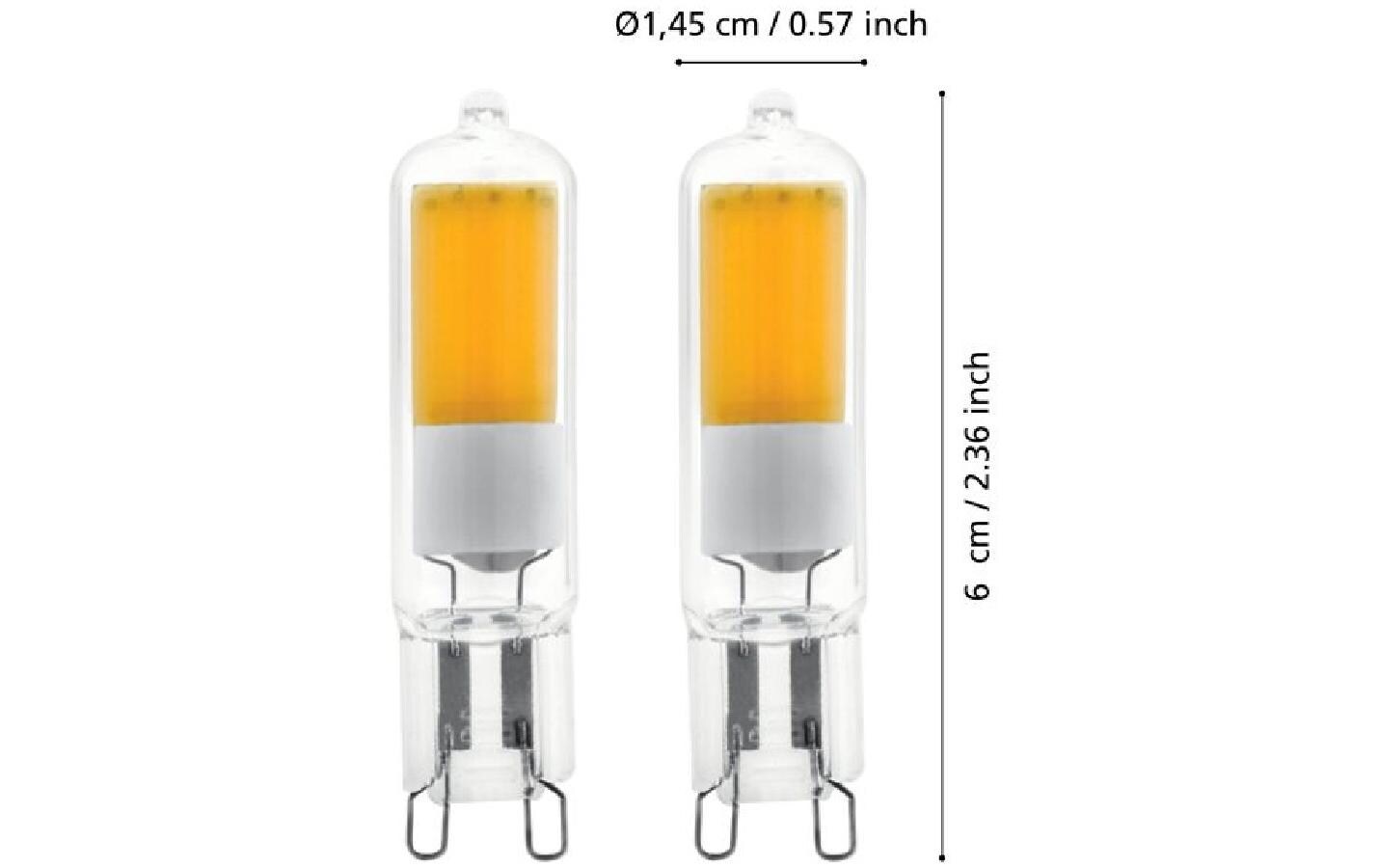 Lampe 2 W G9 WarmweissLED Leuchtmittel-Set aus klarem Glas