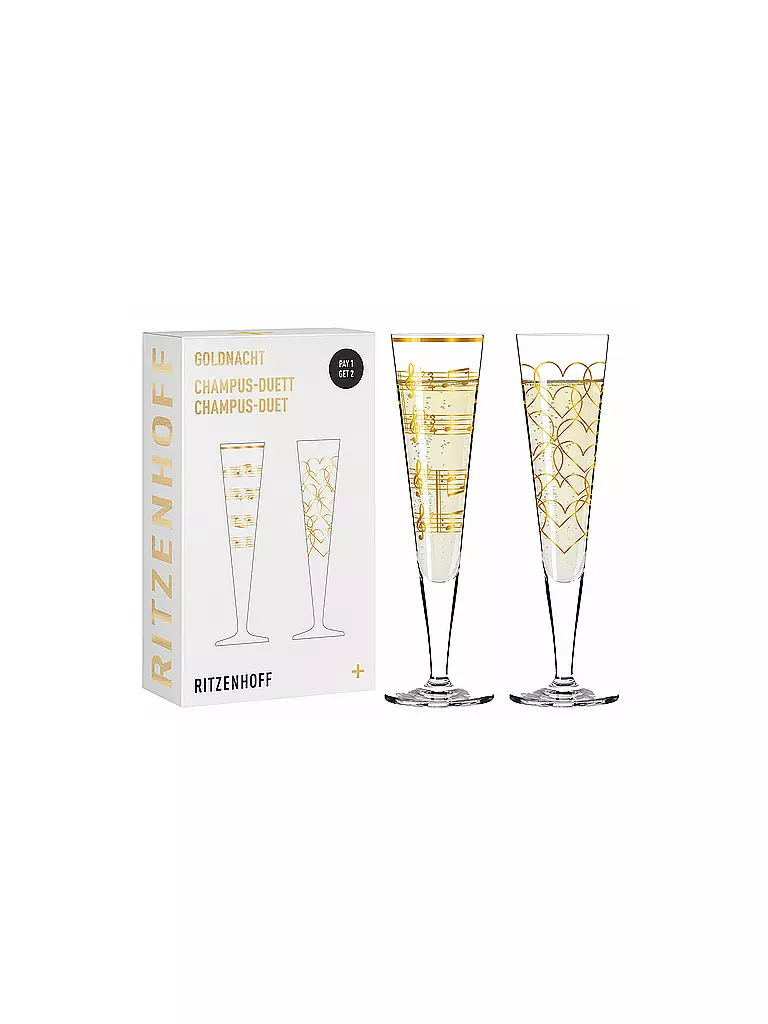 RITZENHOFF Champagnerglas 2-er Set Goldnacht Champus #23 Nathalie Jean, Rurik Mahlberg 2023 gold