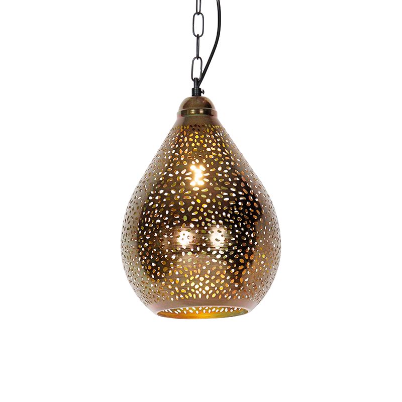 Oosterse hanglamp zwart met koper - Maru 5