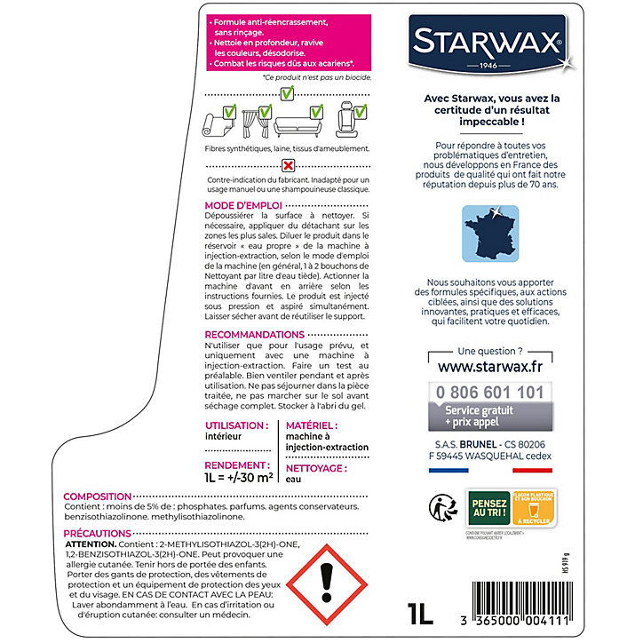 Nettoyant tapis et moquettes Starwax 1L