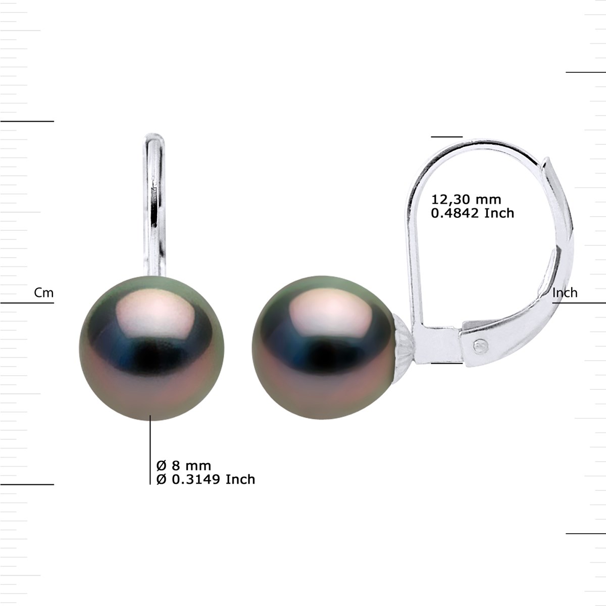 Dormeuses Perles de Tahiti Ovales 8-9 mm Argent 925