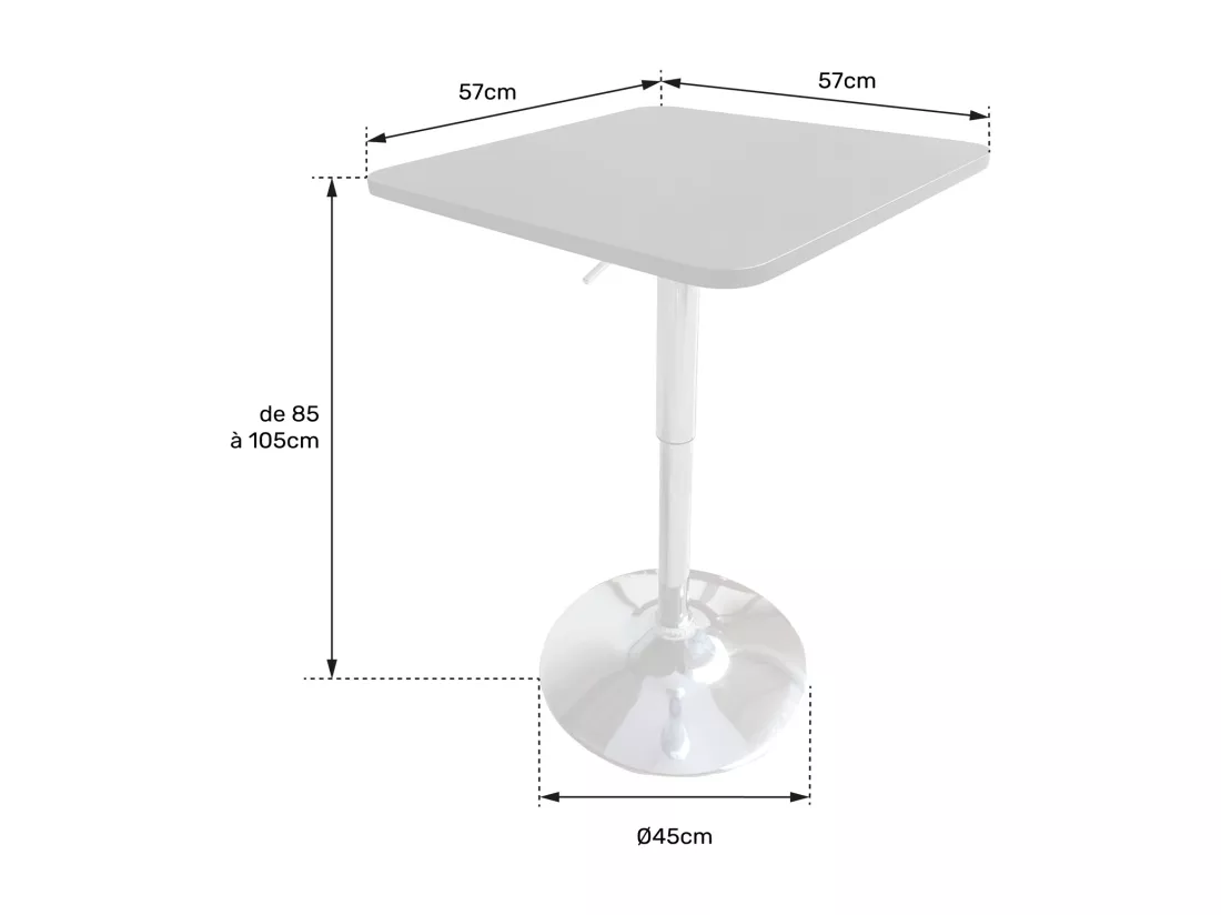 Table de bar carrée noire et chrome LUKE - HAPPY GARDEN