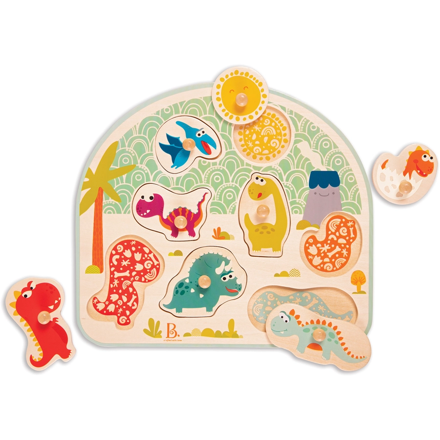 B.TOYS B. Stomping Dinos - Holzpuzzle Dinos 8-teilig Mehrfarbig