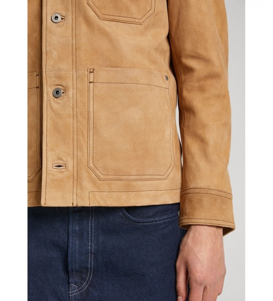 Jaqueta de couro marrom Pepe Jeans Barret