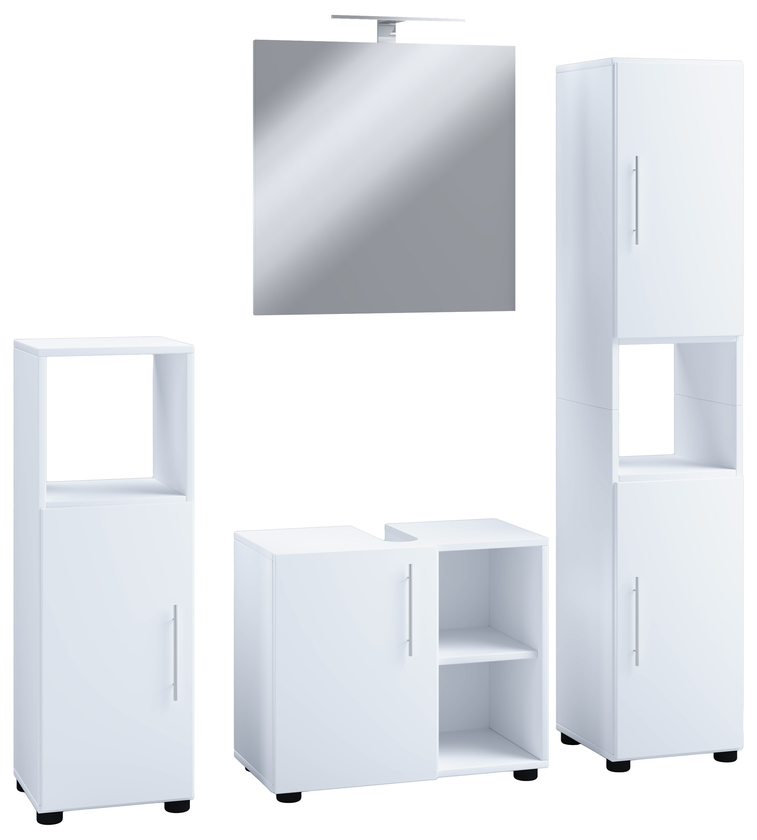 VCM 4-tlg. Badmöbel Set Komplett Badschrank Unterschrank Hochschrank Flandu Ill