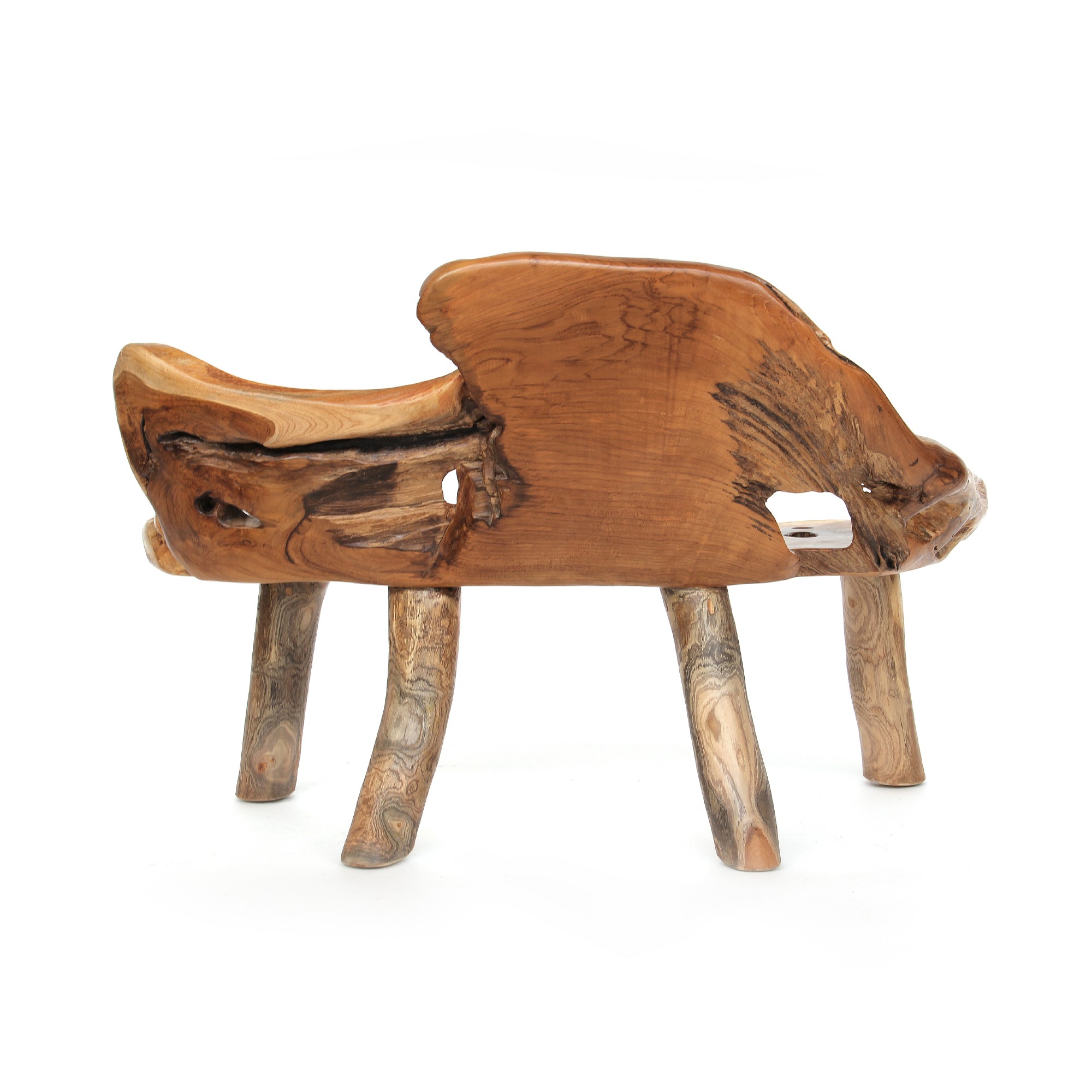 Wurzelholz-Bank, Teak natur, B 120 cm, H 85 cm, L 60 cm von fischer's lagerhaus