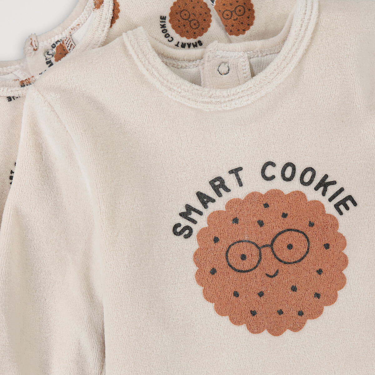 COLEÇÃO LA REDOUTE<br>Conjunto de 2 pijamas de veludo com estampa de biscoito