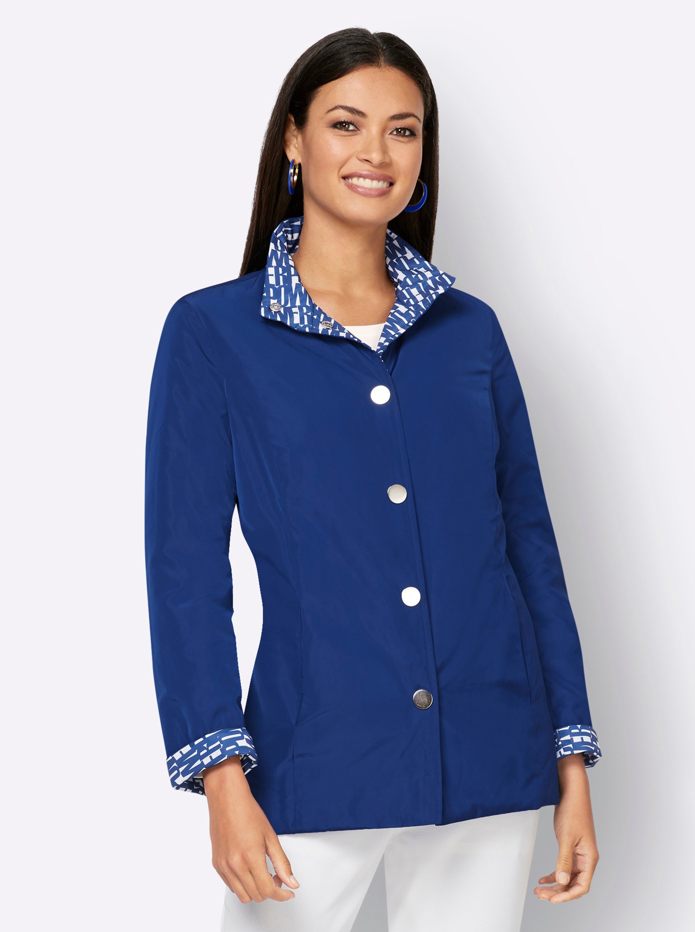 Wendejacke in royalblau-weiß-bedruckt