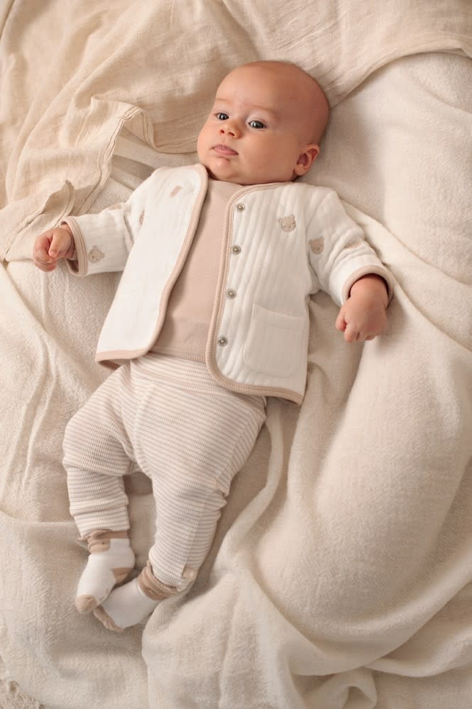 Feetje Feetje omkeerbaar jasje ao embroidery - Honey Bear offwhite