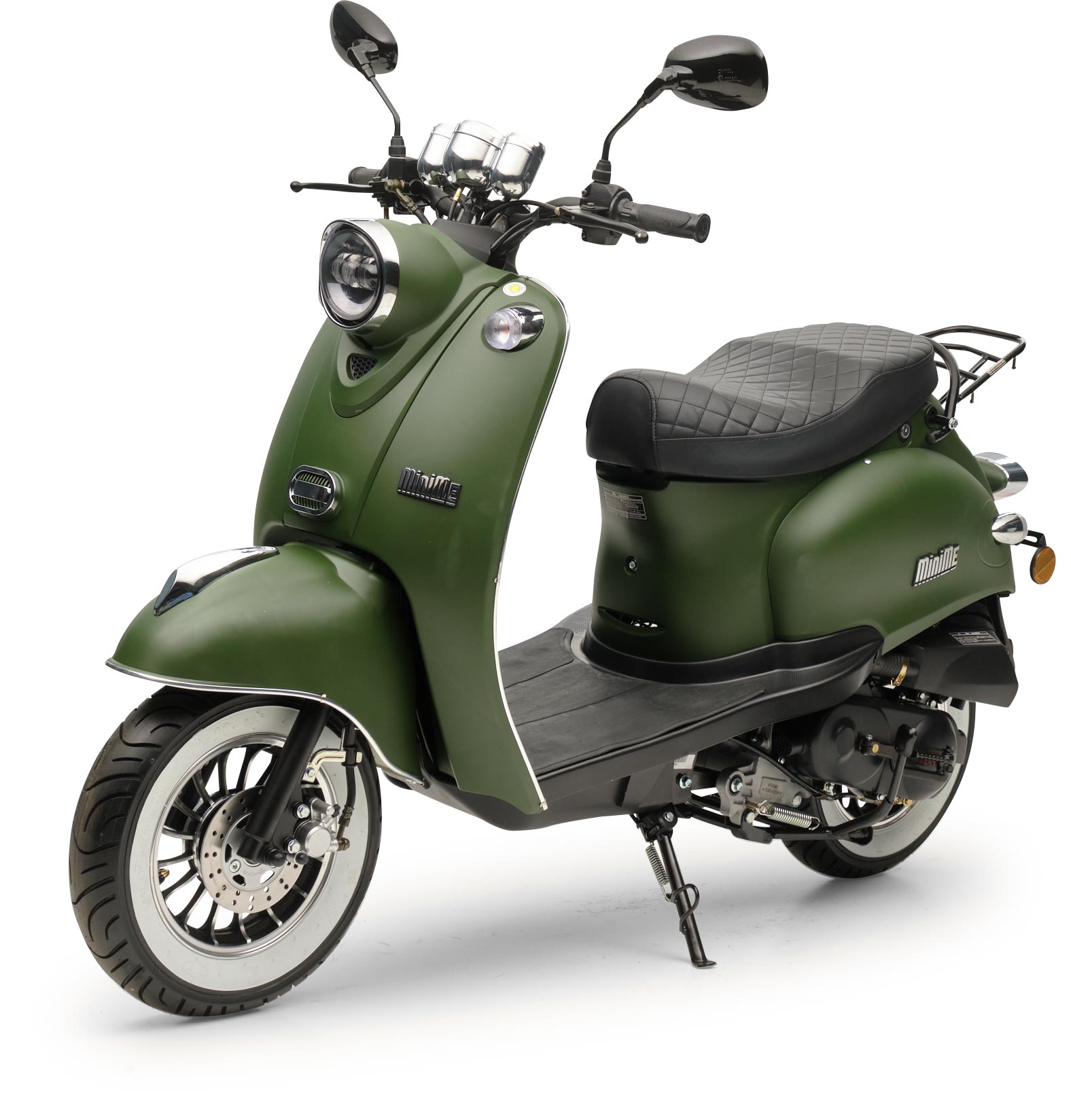 Motorroller Retro MiniMe 2.0 Mattgrün 50ccm 25 kmh Mofa Scooter