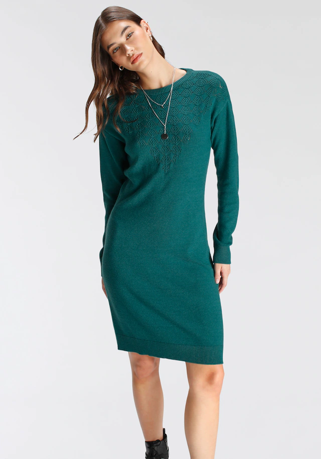 Tamaris Strickkleid Mini-Länge, modischer Ajourstrick