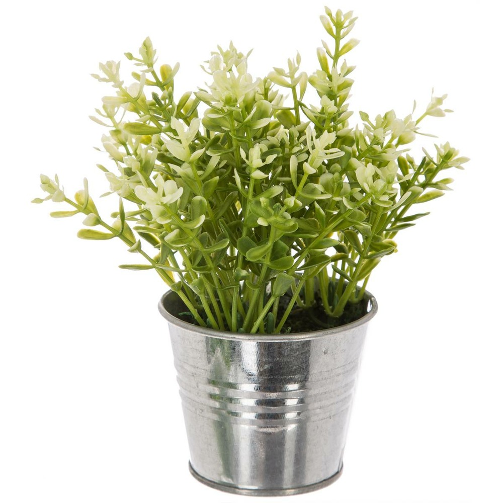 Plante artificielle pot en zinc h 17 cm