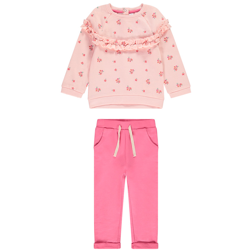 Ensemble sweat imprimé fleuri + jogging uni pour bébé fille