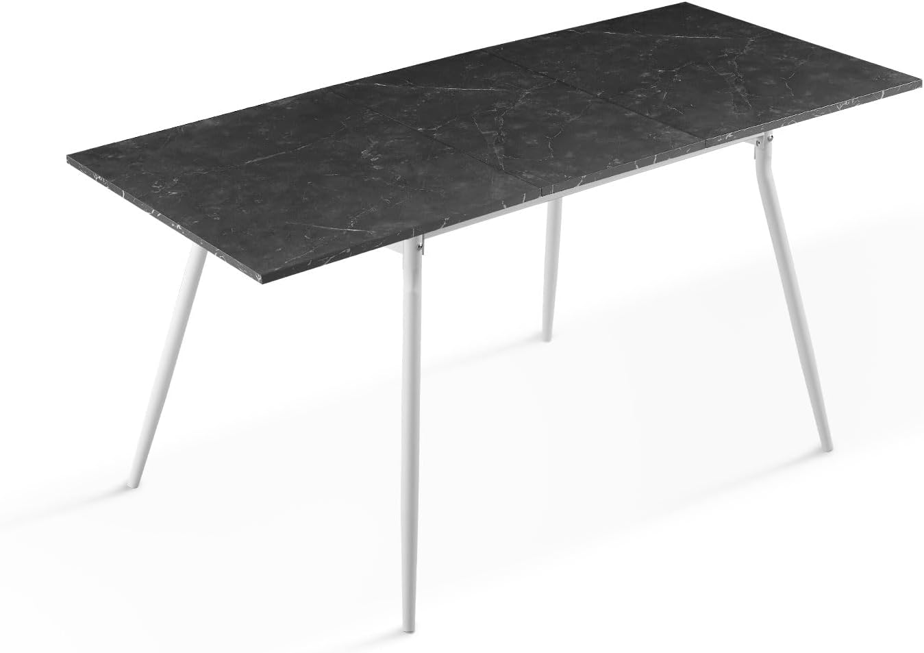 B&D home Esstisch LIO, ausziehbar 120-160 x 80 cm, 4-6 Personen Küchentisch Holztisch mit Metallgestell für Esszimmer, Küche, skandinavisch Design, Marmor Optik, 11219-120-FW-MSCH