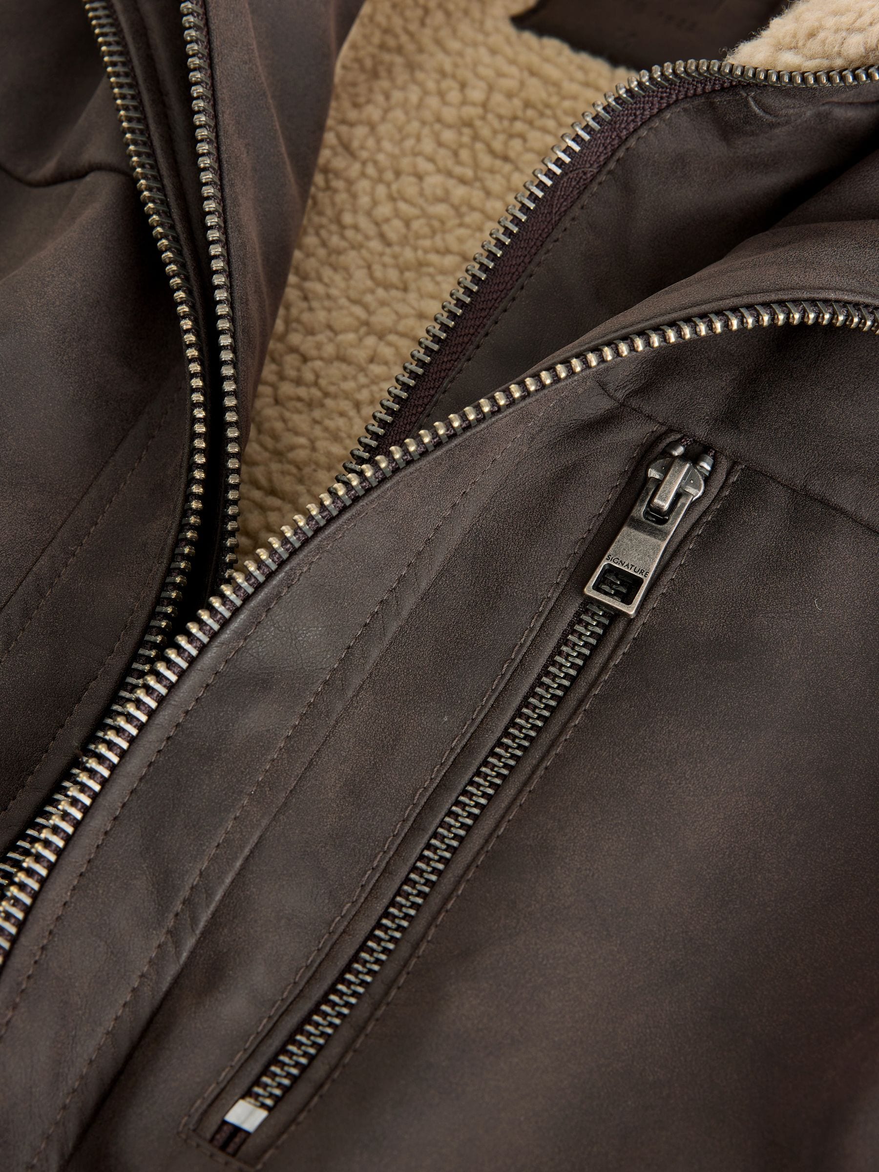 Bruin - Borg Lined Faux Leather Jacket