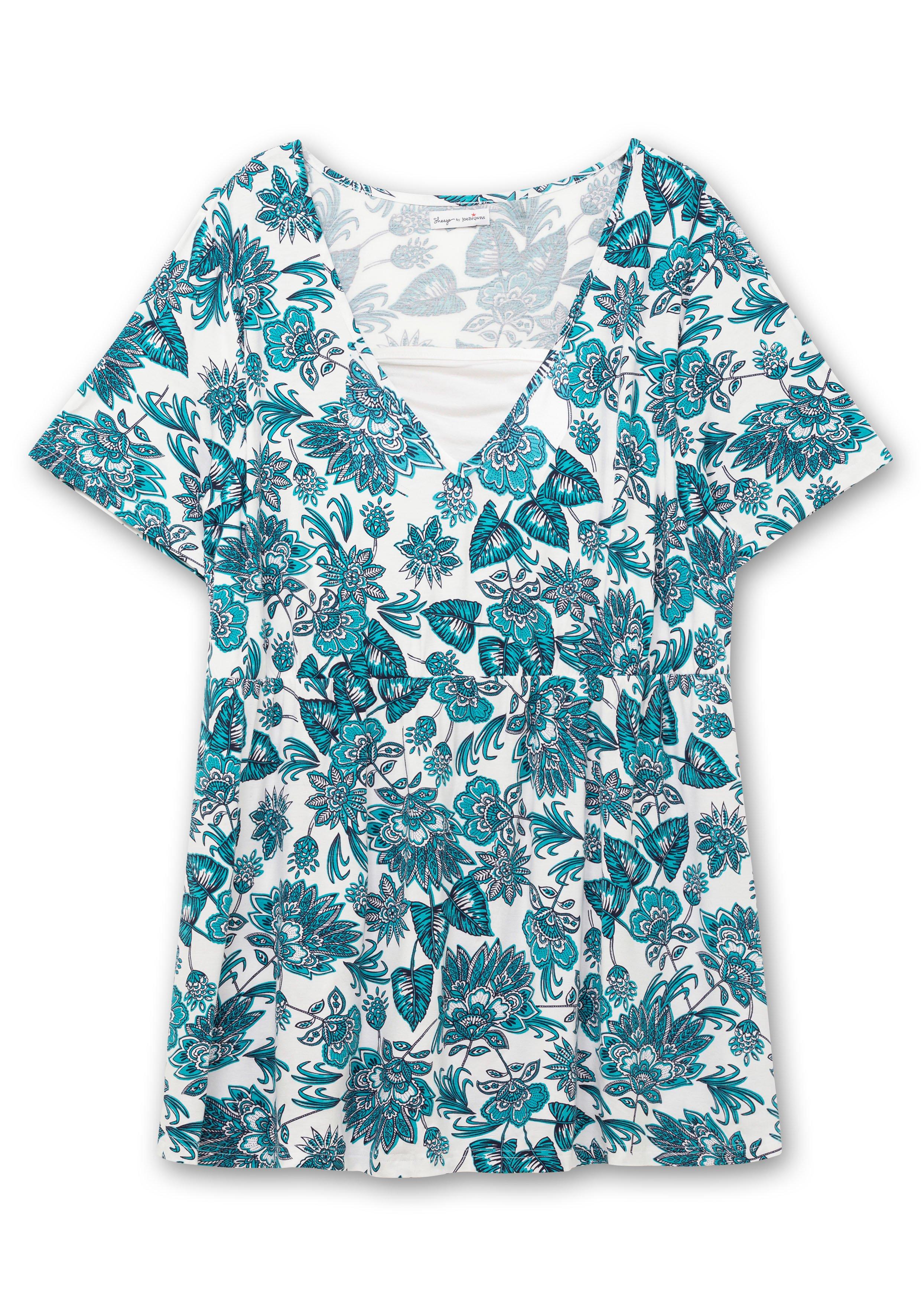 Longshirt in Layeroptik, mit Blumendruck