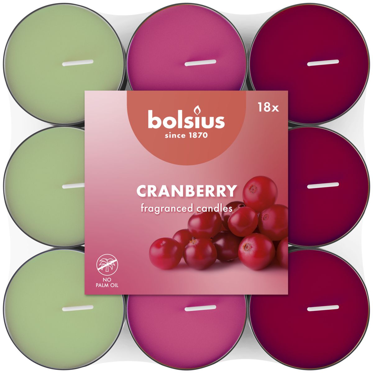 Bolsius Geurtheelicht 3,5U Cranberry Pack  (18 stuks)