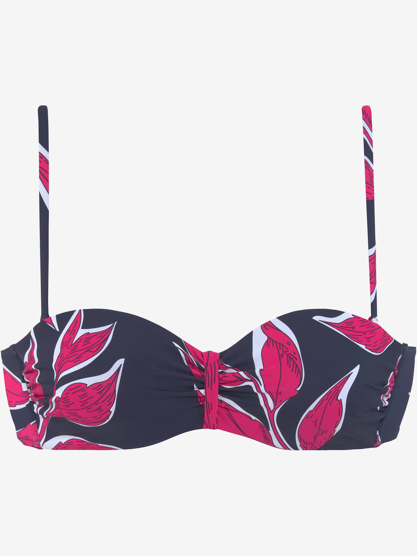 Haut de bikini bandeau à armatures imprimé, effet de couleur différent pour chaque pièce