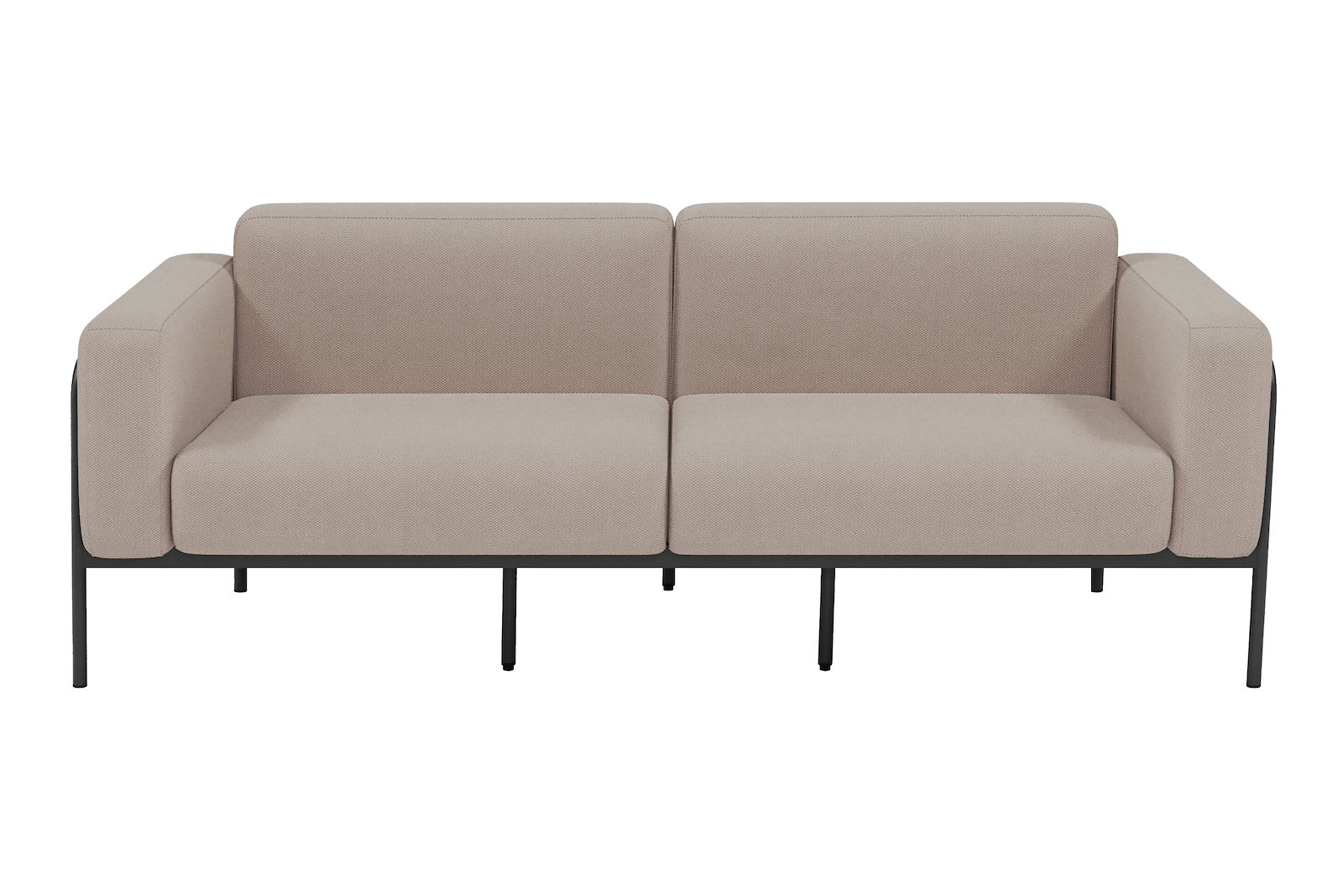 Forli 3-seter hagesofa Tekstil Jojoba 1 stone, med ramme og ben i sortlakkert aluminium.
