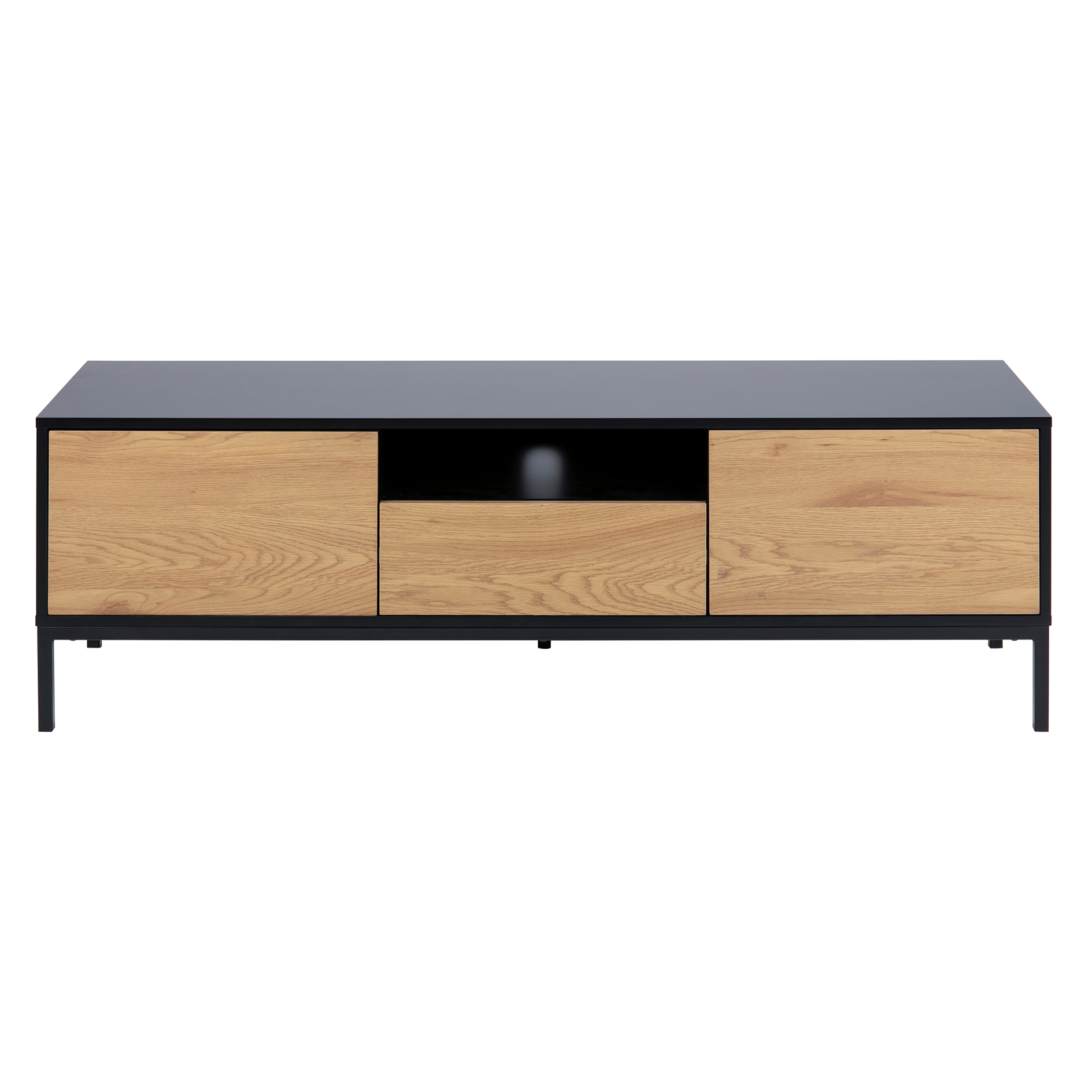 TV-Tisch SEAFORD - schwarz-Wildeiche - Softclose - 140 cm