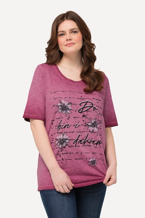 T-Shirt, Edelweiß, cold dyed, Rundhals, Halbarm