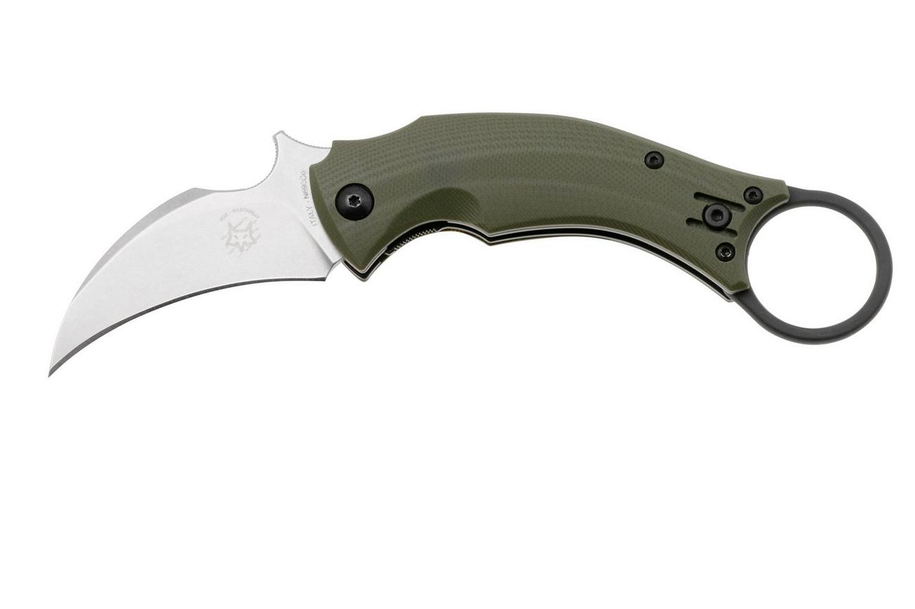Fox Knives Black Bird FX-591ODSW Green G10 Stonewash, karambit zakmes, Bastinelli design