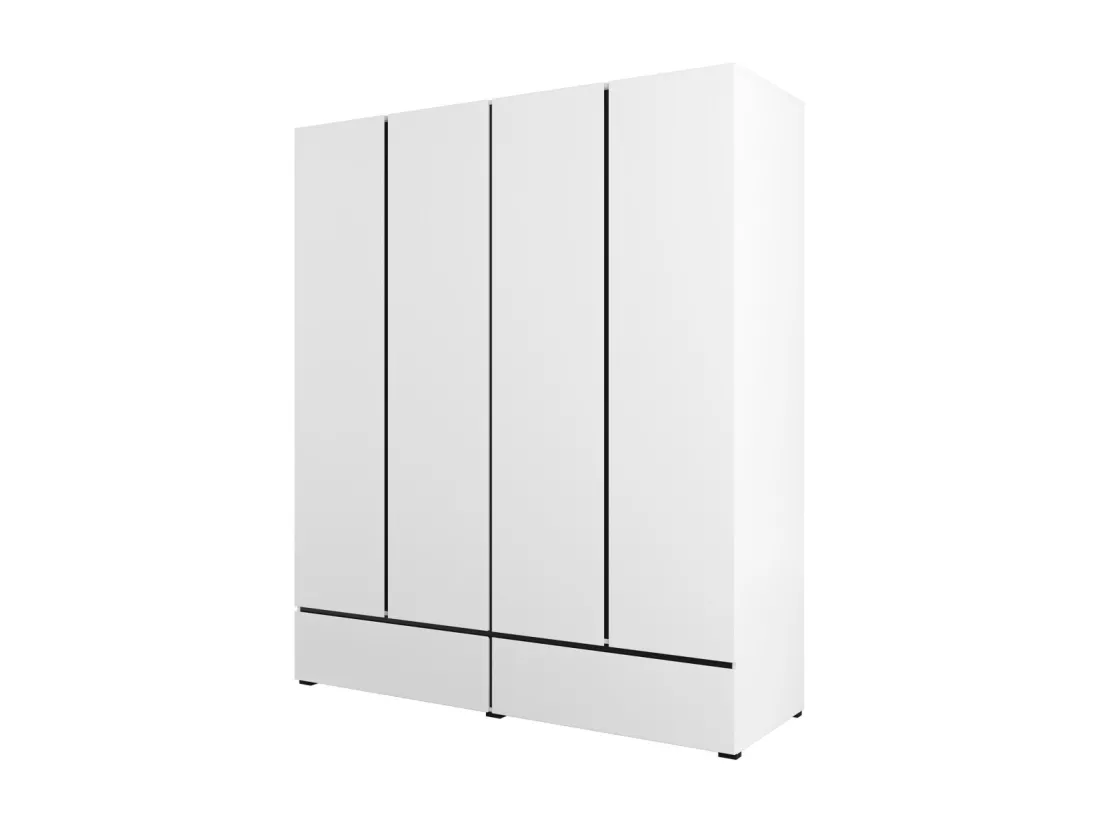 Armoire HAVANA 180 cm – 4 portes et 2 tiroirs – Coloris blanc et noir – Design moderne et grande capacité