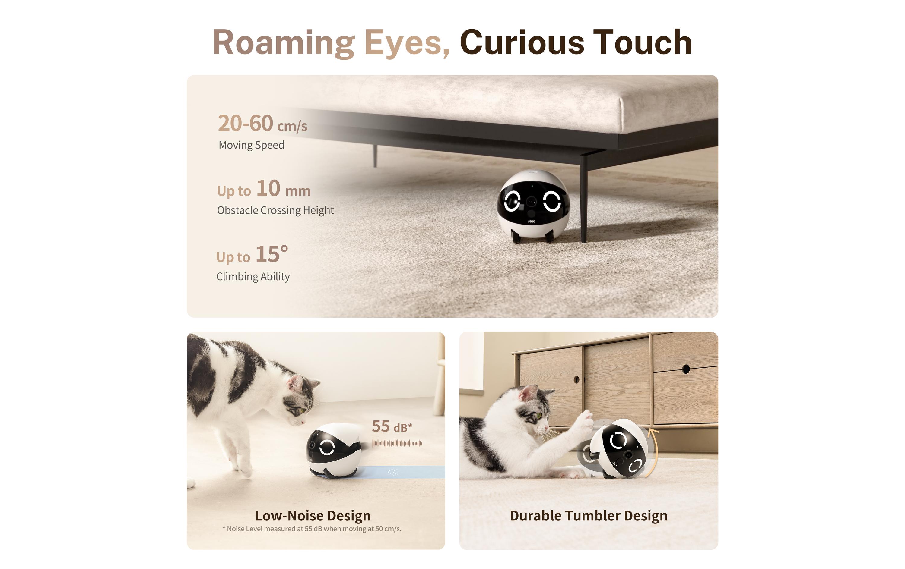 Rola Mini Pet Monitor 2k Cam<br>Kleine fahrbare Überwachungskamera