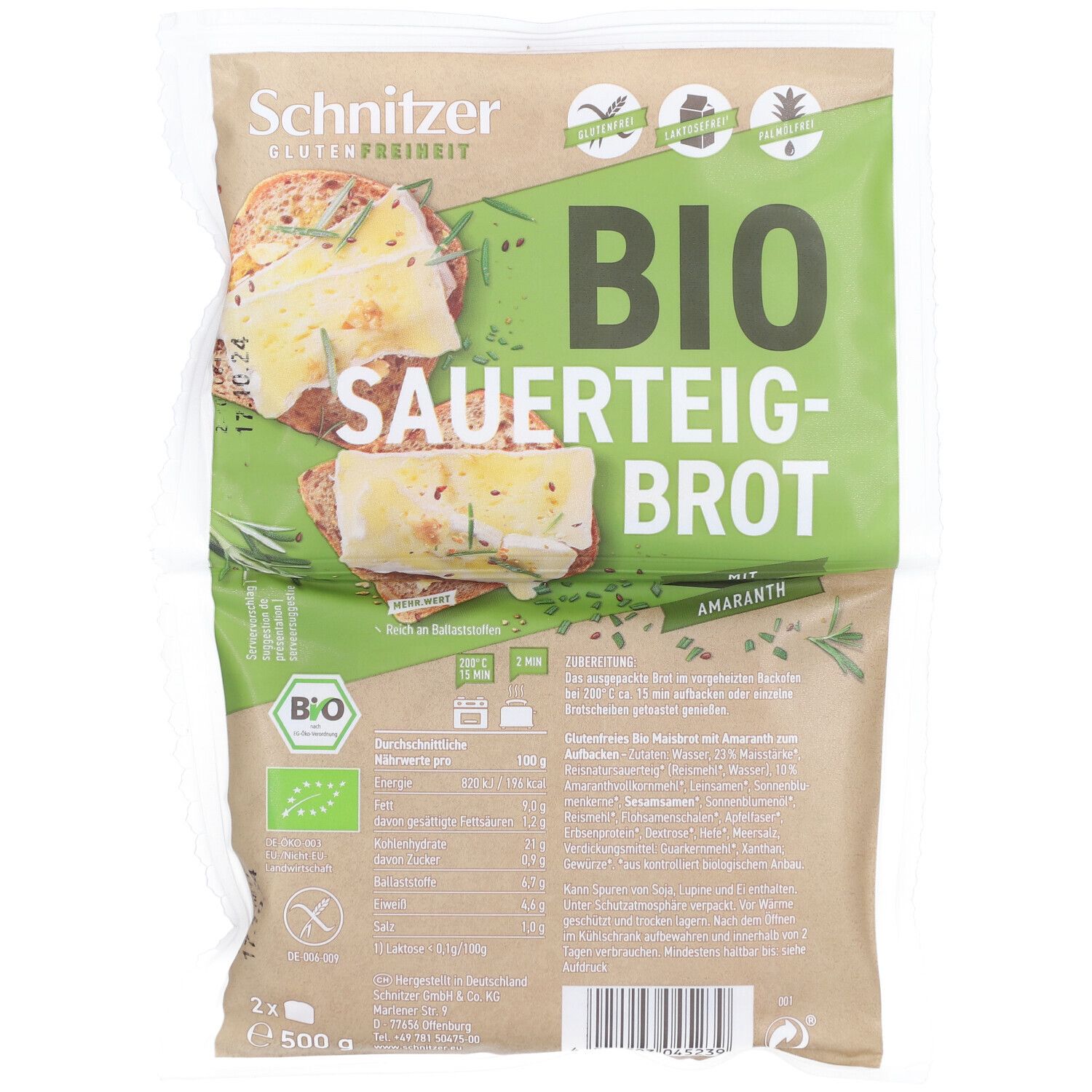 Schnitzer Rustico +Amaranth Brot glutenfrei