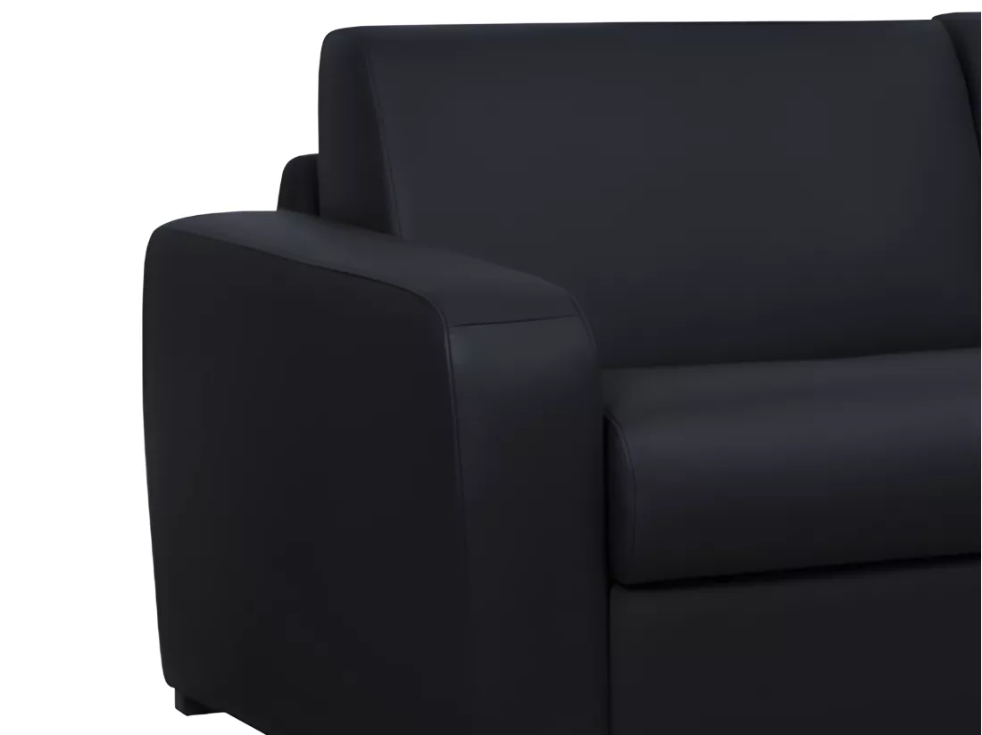 Canapé 3 places convertible express cuir noir matelas 20 cm BEVIS