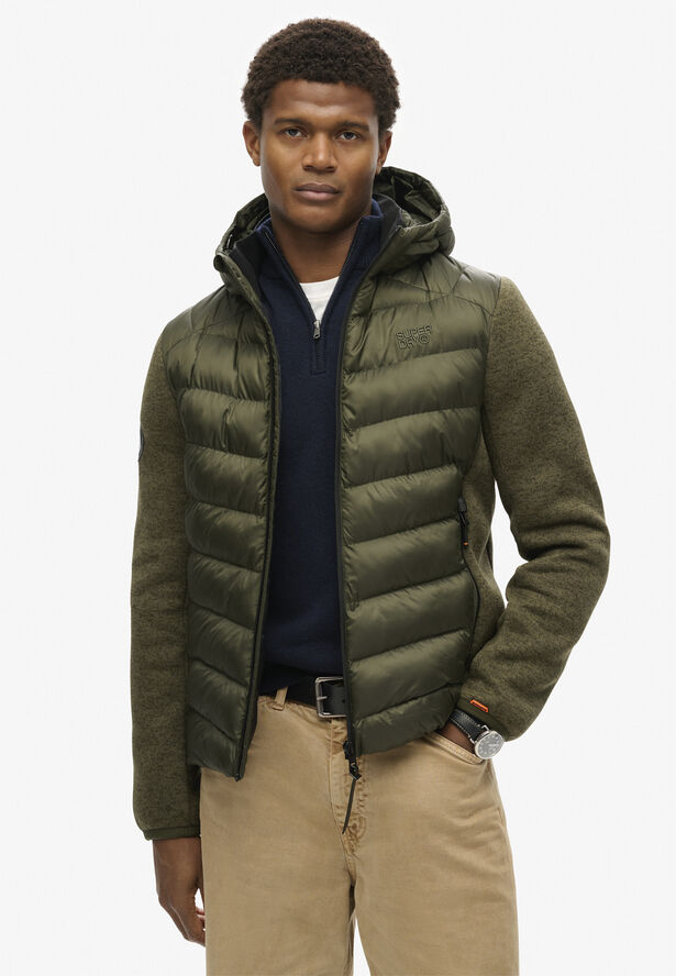 Superdry HOODED KNIT STORM HYBRID JKT Khaki green marl