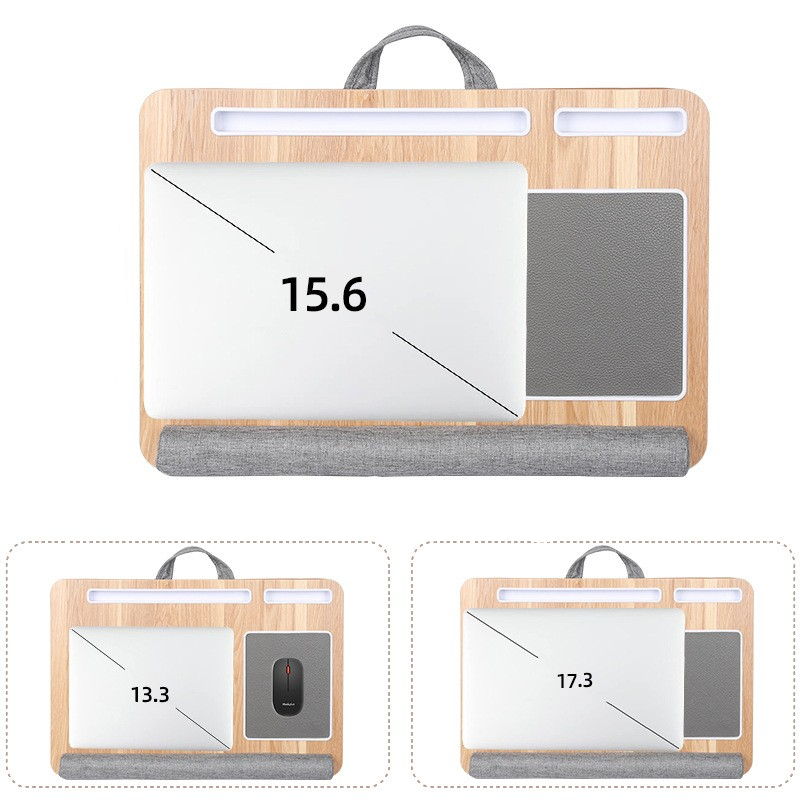 (55x36cm) Holz Betttisch Laptop Schreibtisch mit Mauspad / Handgelenkauflage / Halterung für Tablet   Smartphone - Braun