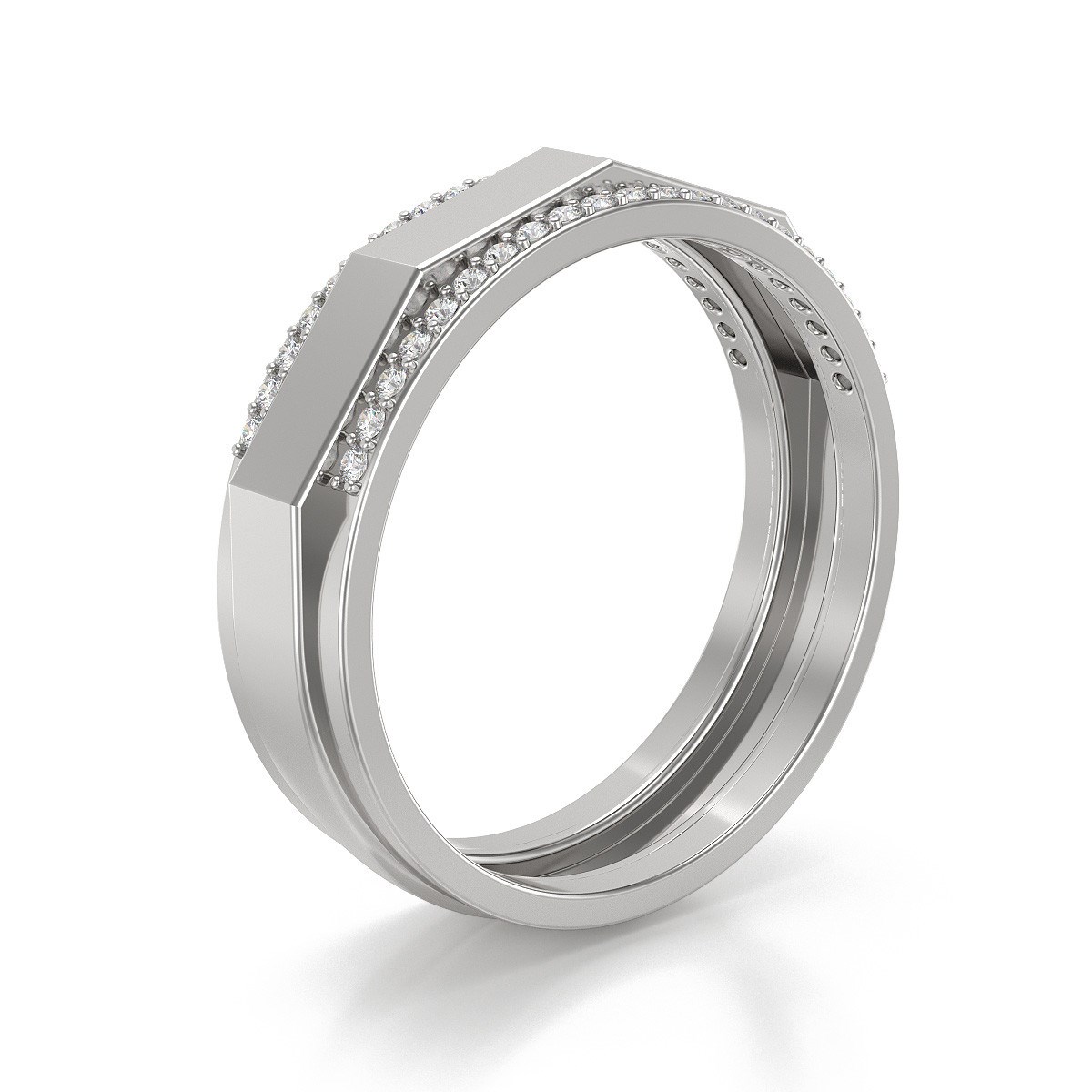 Alliance ADEN Homme Or 585 Blanc Diamants 5.2grs