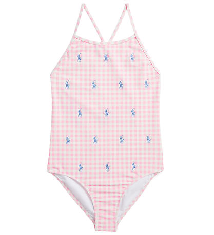 Polo Ralph Lauren Badeanzug - Pink/Weiß Kariert m. Logos