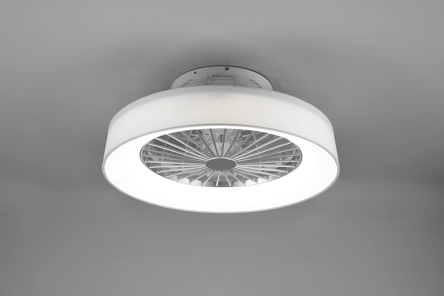 Reality Leuchten LED Deckenleuchten-Ventilator Farsund R62662101, Stoffschirm Weiß, inkl. 26 Watt LED, Ventilator 40 Watt