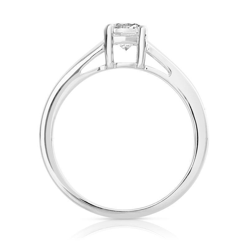 Bague solitaire or 750 blanc diamant 50/100e de carat