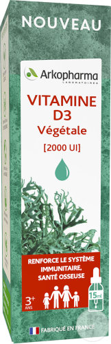 Arkopharma Arkofluides Vitamine D3 Végétale 2000UI Issue Du Lichen Boréal Dès 3 Ans Flacon 15ml