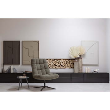 WOOOD fauteuil Job donkergroen teddy stof draaibaar