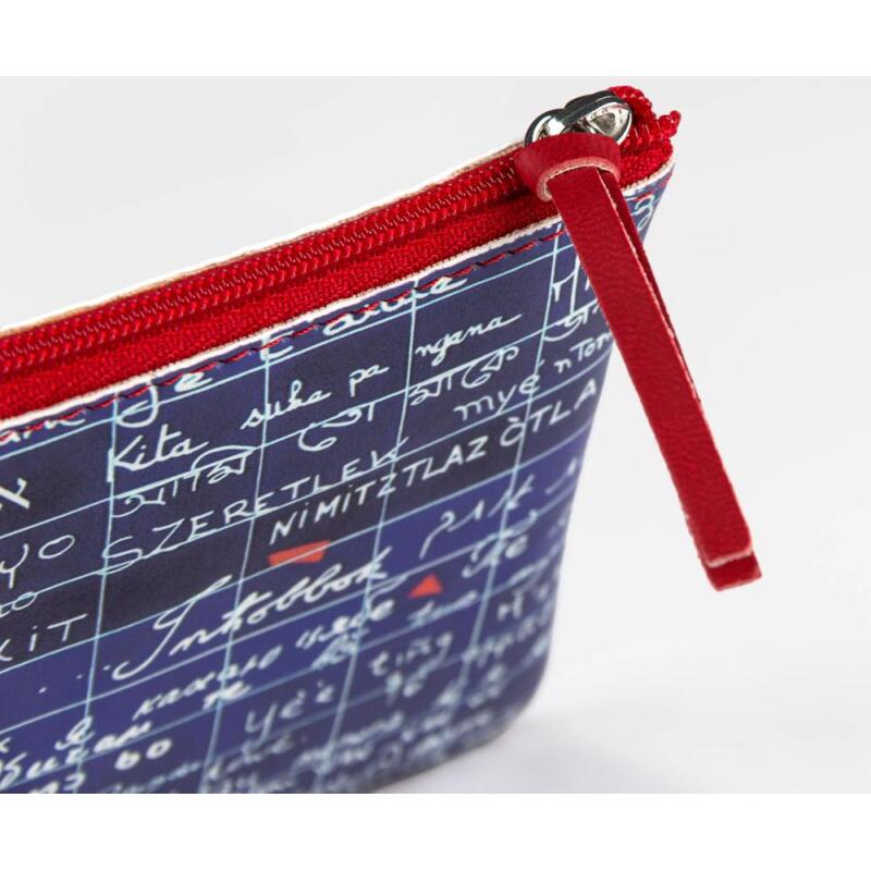 Le Mur des Je t'aime, Trousse plate en simili cuir 22x11 cm