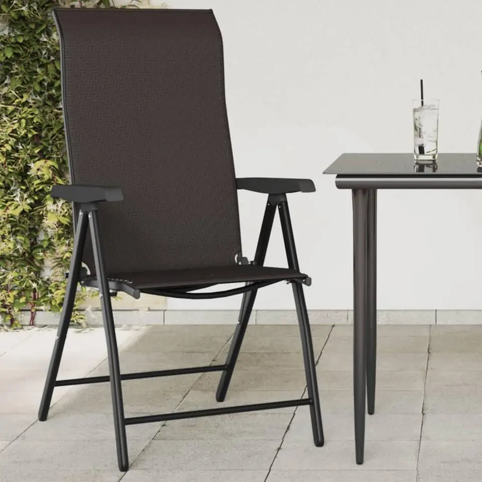 vidaXL - Tuinstoelen - Inklapbaar - Zwarte koffiekleur - Poly rattan - 2 stuks