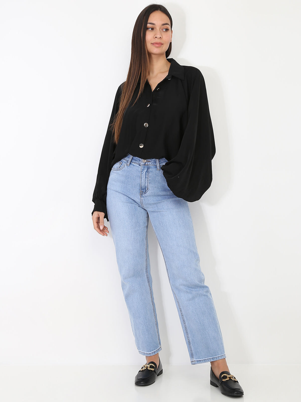 Chemise à manches chauve-souris- Noir
