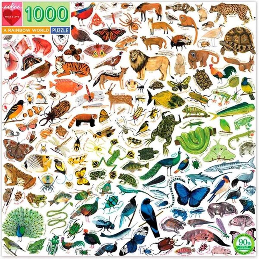 Køb Eeboo Puslespil 1000 Brikker - A Rainbow World