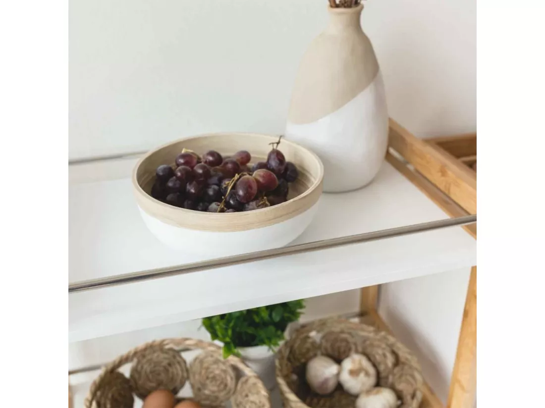 WELL HOME - Saladier en bois de bambou blanc Ø30x12