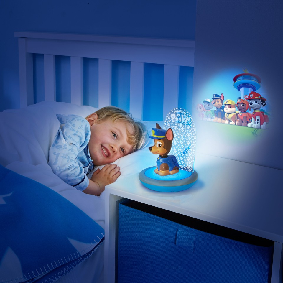 Paw Patrol - Chase Kids Magic Bedside Night Light, Torch and Projector