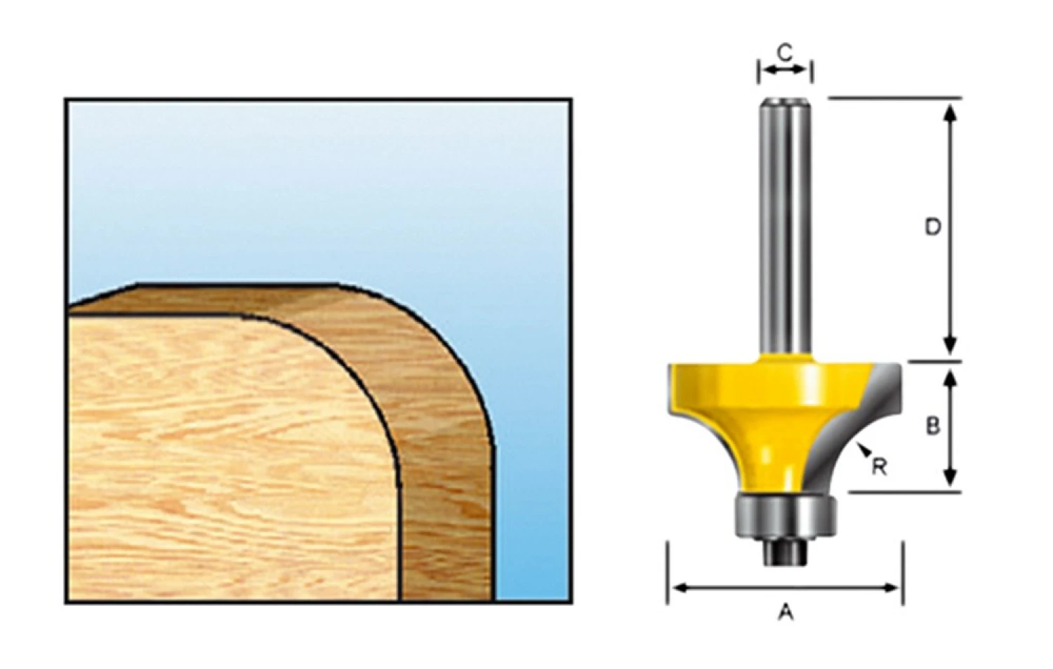 Makita D-09444 Afrondfrees met kogellager - 25mm - 6mm