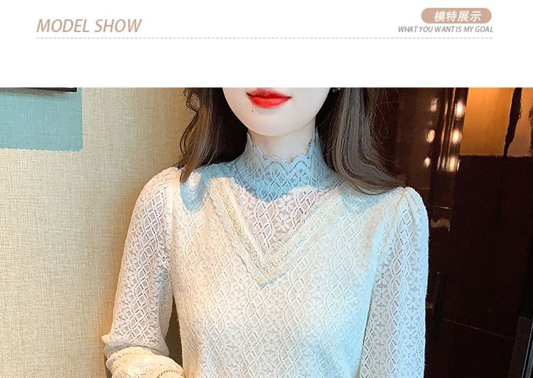 Daybreak - Blouse met lange mouwen en col van kant