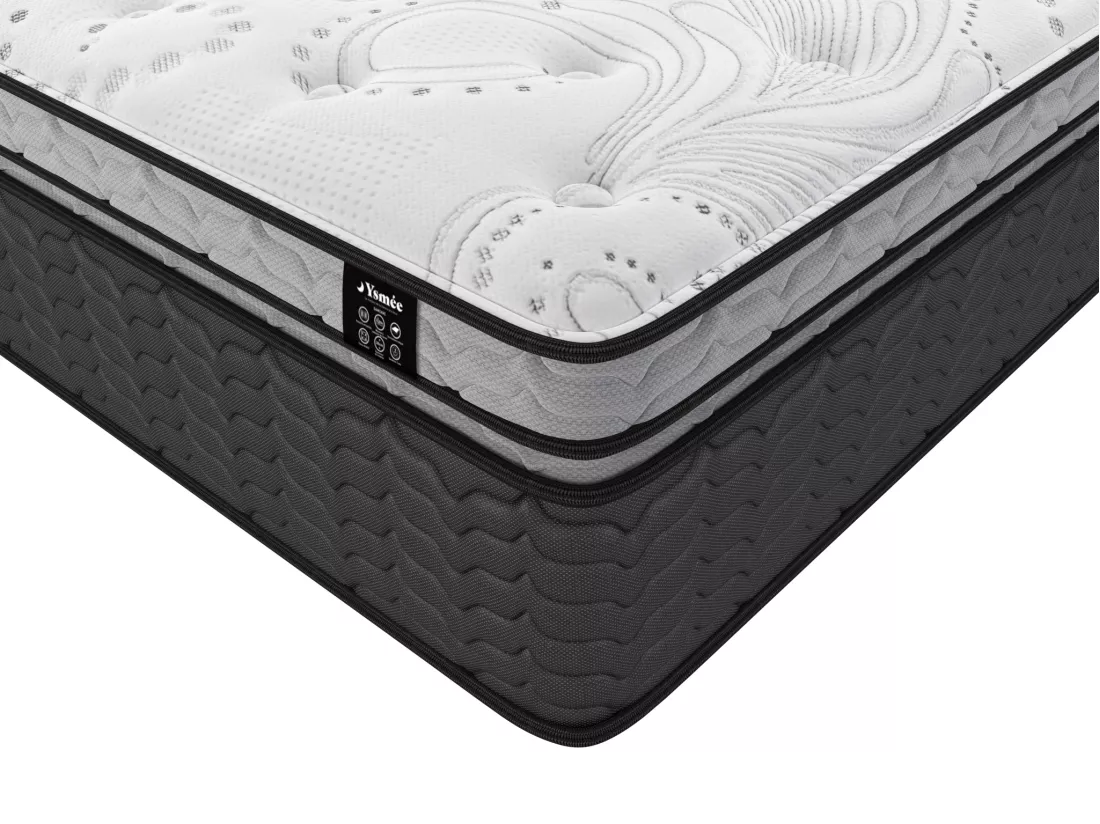 Ensemble 180 x 200 cm sommier coffre naturel clair + matelas hybride ressorts ensachés et surmatelas intégré ép.30cm - GAMIANI de YSMÉE