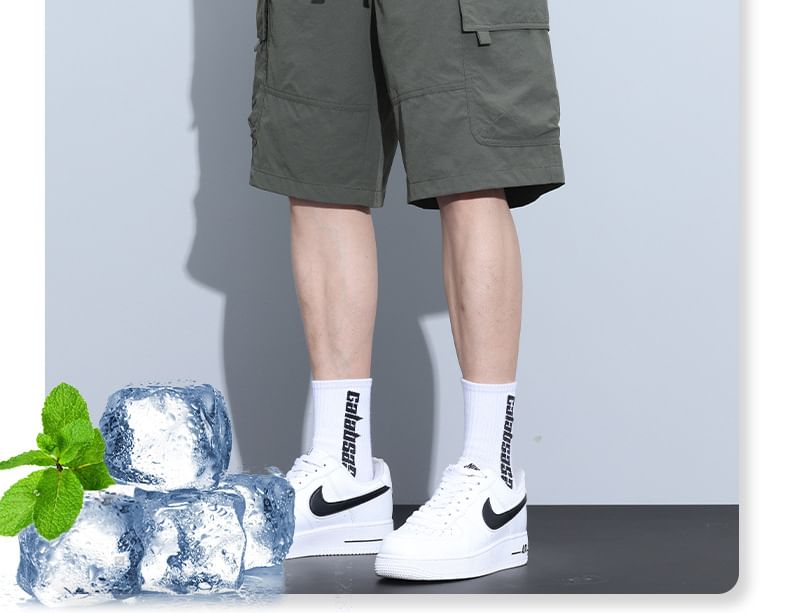 Denimic - Effen shorts met trekkoordtaille
