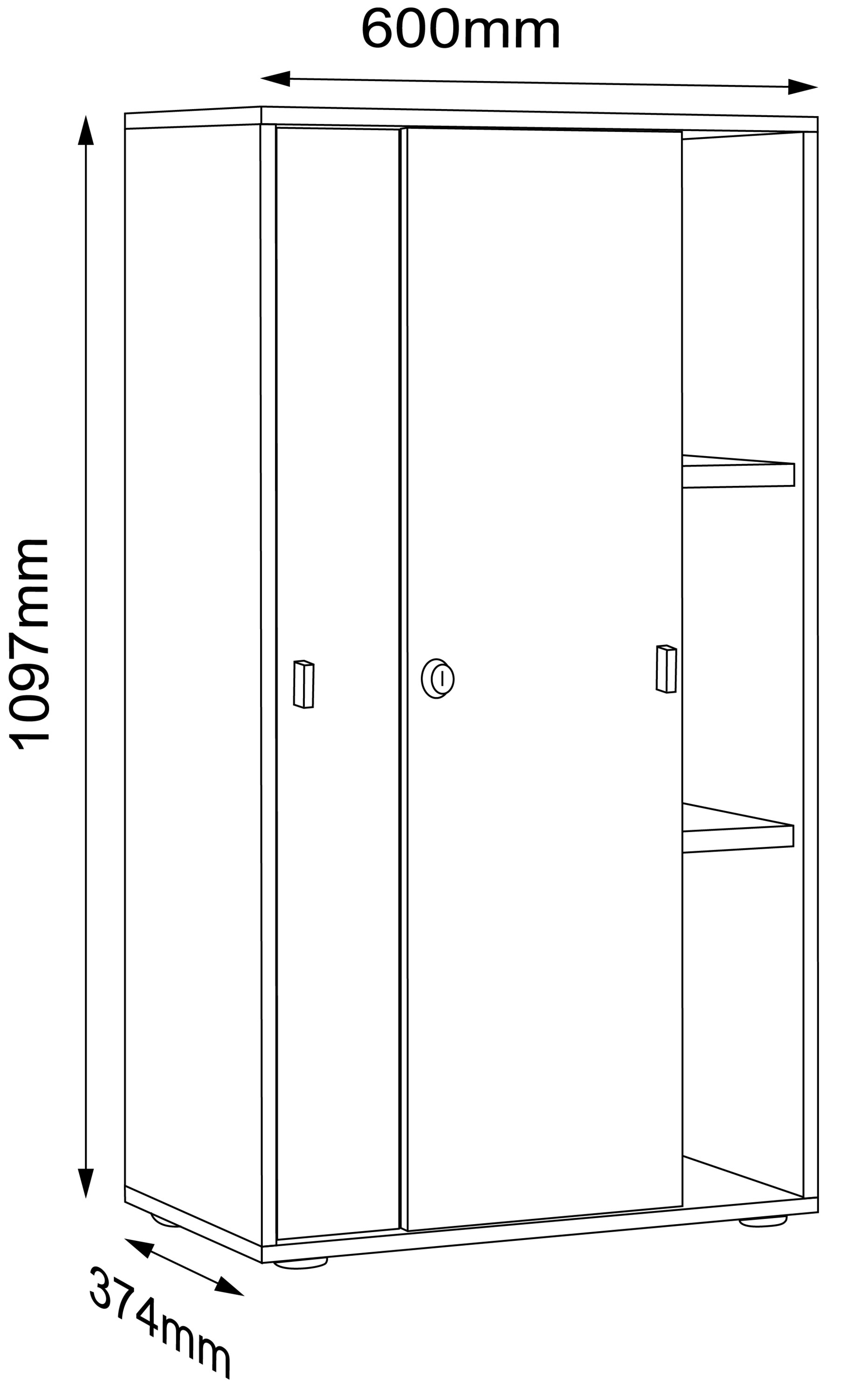 VCM Holz Büroschrank Ordner Aktenschrank Büromöbel Schrank Salia 3-fach Breite 60 cm Schiebetüren